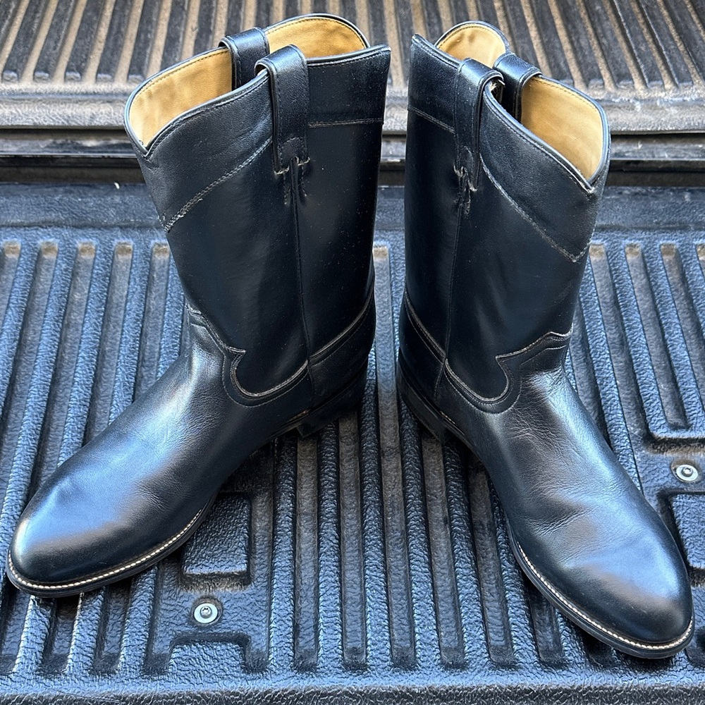Brand New Men's Black Leather Diamond J Cowboy Boots